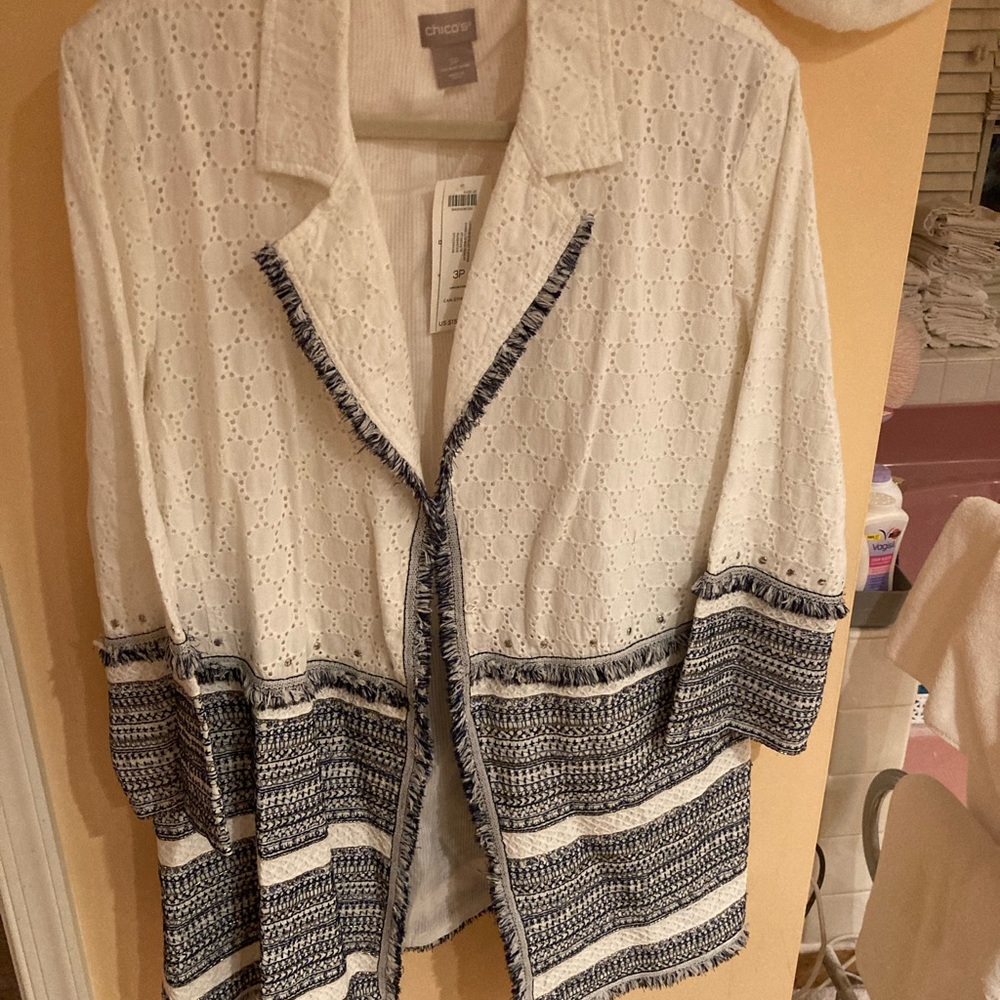 Chico’s Eyelet Embellished Jacket